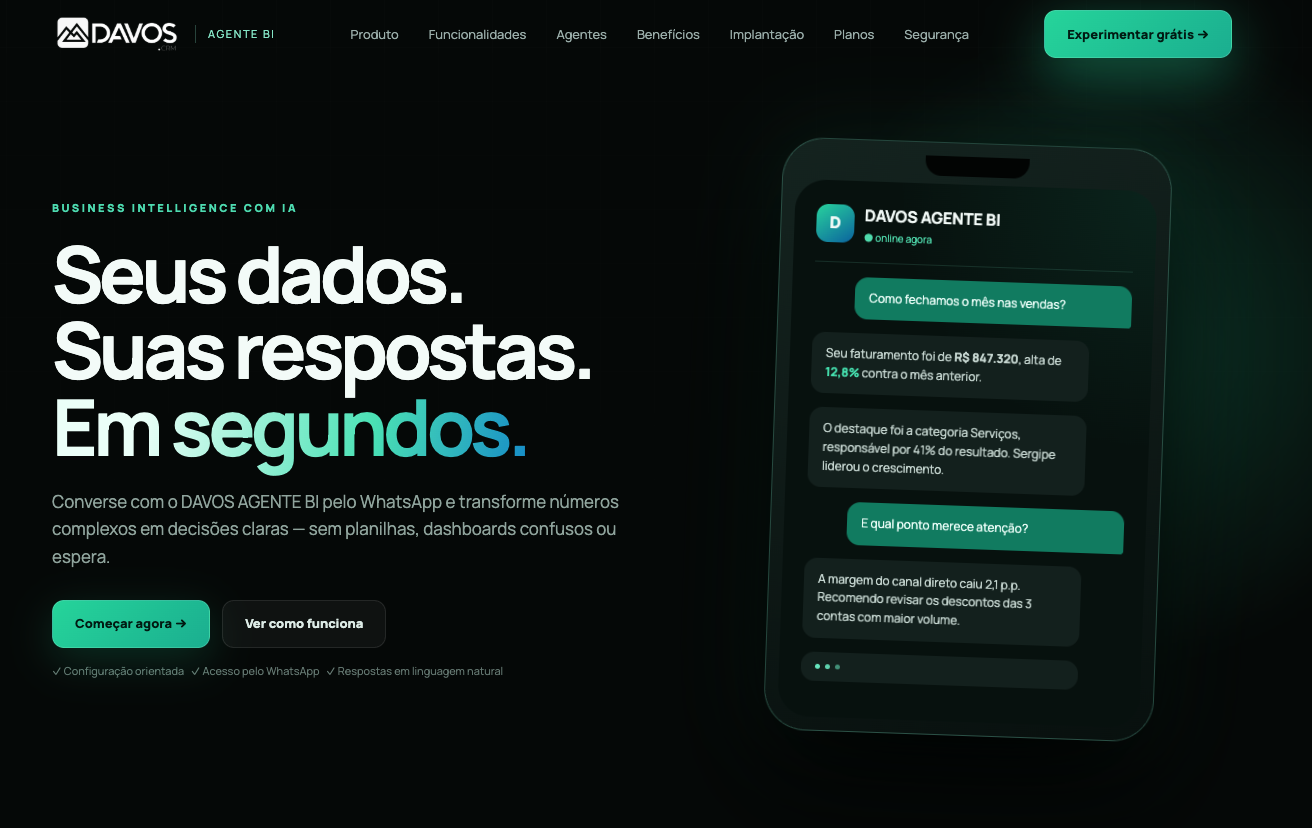 DAVOS Agente BI transformando dados em respostas pelo WhatsApp